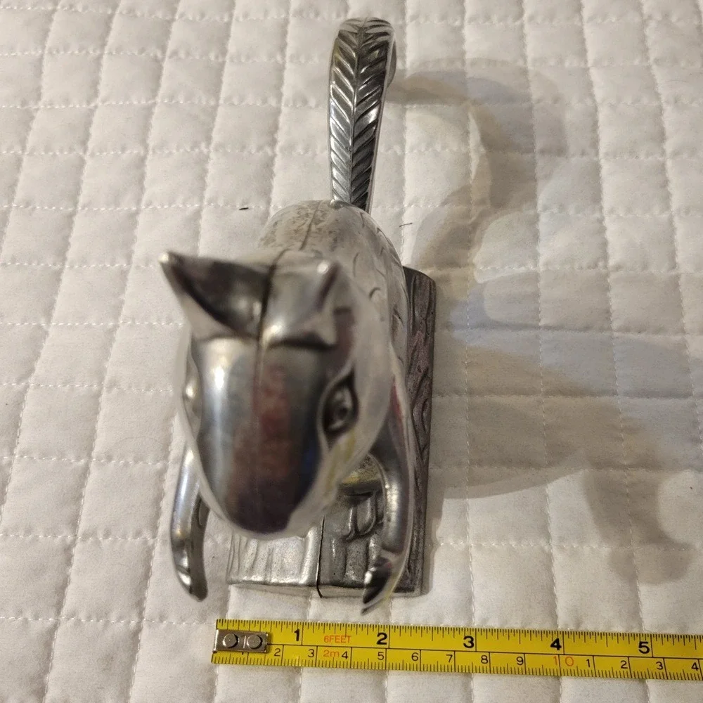 VTG Squirrel on Log Nutcracker Aluminum Metal Collectible Fun Cute Whimsical 90s